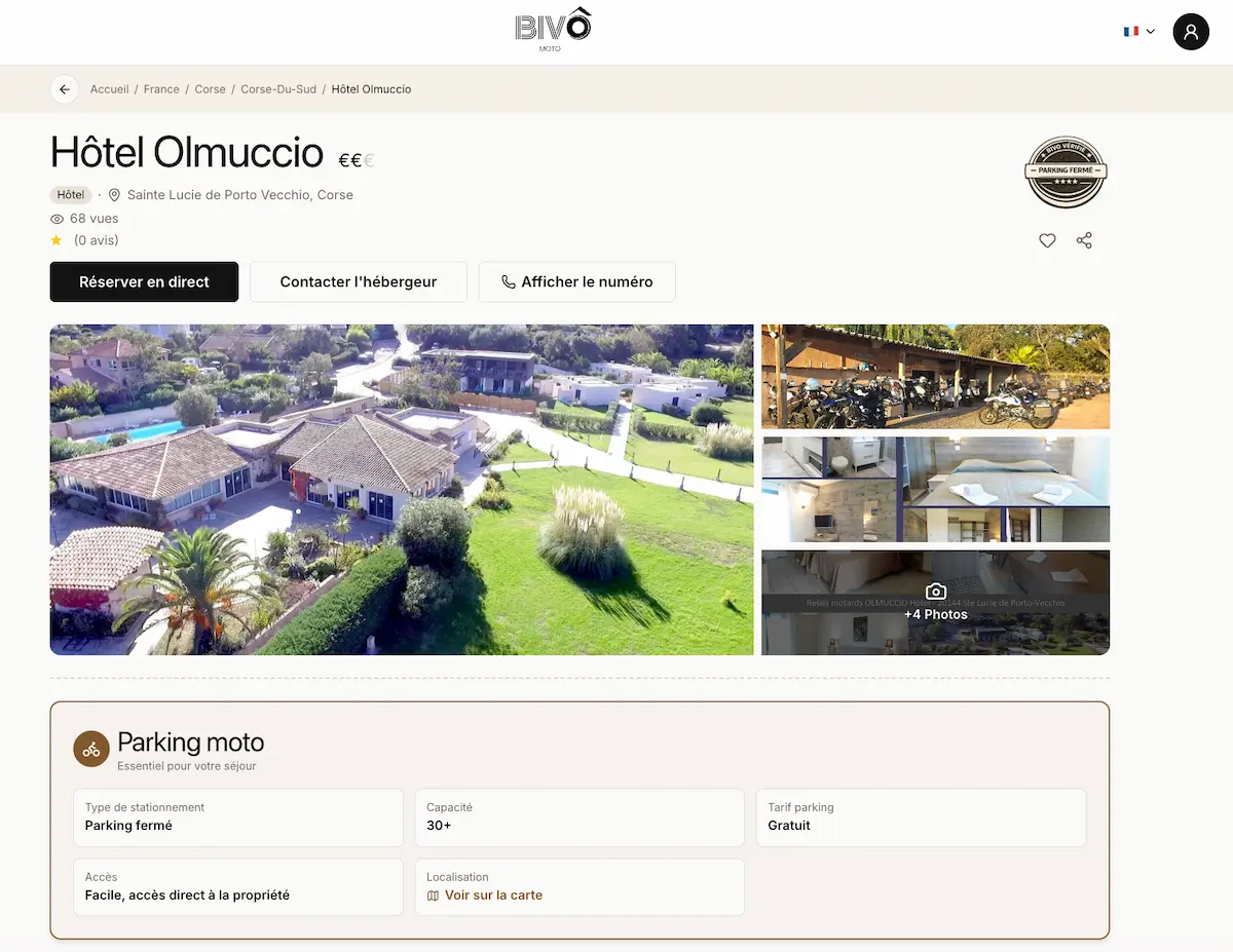 Fiche logement Bivo Moto