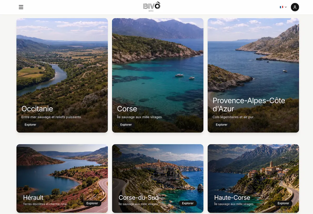 Pages destinations Bivo Moto